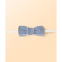Babyhug Cotton Knit Half Sleeves T-Shirt & Shorts With Attached Checks Waistcoat & Bow - Blue
