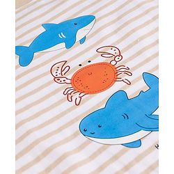 Babyhug Slub Jersey Knit Sleeveless Striped Sea Life Printed Tank T-Shirt & Shorts Set - Multicolor