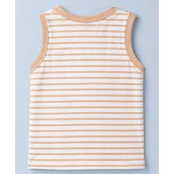 Babyhug Slub Jersey Knit Sleeveless Striped Sea Life Printed Tank T-Shirt & Shorts Set - Multicolor