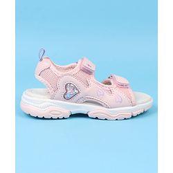 Cute Walk by Babyhug Velcro Closure Sandals With Heart Print - Pink