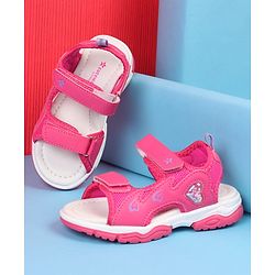 Cute Walk by Babyhug Velcro Closure Sandals With Heart Print - Pink