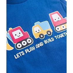 Babyhug Single Jersey Knit Sleeveless T-Shirt & Shorts Set with Vehicles Print - Blue & Red