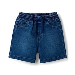 Babyhug Single Jersey Knit Half Sleeves T-Shirt & Denim Shorts Set with Tractor Print - Green & Blue