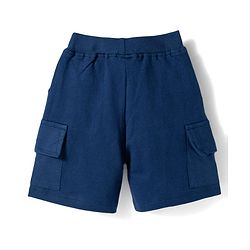Babyhug 100% Cotton Knit Half Sleeves Striped & Nautical Theme Printed T-Shirt & Shorts Set With Cargo Pockets - Light & Navy Blue