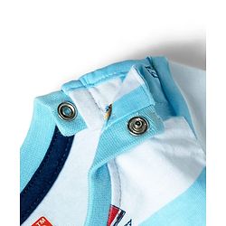 Babyhug 100% Cotton Knit Half Sleeves Striped & Nautical Theme Printed T-Shirt & Shorts Set With Cargo Pockets - Light & Navy Blue