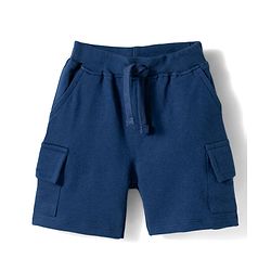 Babyhug 100% Cotton Knit Half Sleeves Striped & Nautical Theme Printed T-Shirt & Shorts Set With Cargo Pockets - Light & Navy Blue