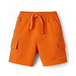 Babyhug Single Jersey Knit Half Sleeves T-Shirt & Shorts Set with Animal Print - Blue & Orange