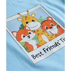 Babyhug Single Jersey Knit Half Sleeves T-Shirt & Shorts Set with Animal Print - Blue & Orange
