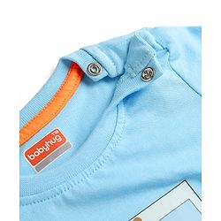 Babyhug Single Jersey Knit Half Sleeves T-Shirt & Shorts Set with Animal Print - Blue & Orange