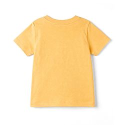 Babyhug Single Jersey Knit Half Sleeves T-Shirt & Shorts Set With Teddy Print - Yellow & Blue