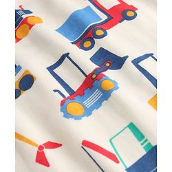 Babyhug Cotton Knit Half Sleeves Co-Ord T-Shirt & Shorts Night-Suit With JCB Print - Offwhite