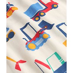 Babyhug Cotton Knit Half Sleeves Co-Ord T-Shirt & Shorts Night-Suit With JCB Print - Offwhite