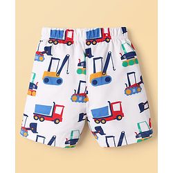 Babyhug Cotton Knit Half Sleeves Co-Ord T-Shirt & Shorts Night-Suit With JCB Print - Offwhite