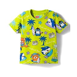 Babyhug Cotton Knit Half Sleeves T-Shirt & Pyjama Co-ord Night Suit With Animal Print - Green