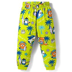 Babyhug Cotton Knit Half Sleeves T-Shirt & Pyjama Co-ord Night Suit With Animal Print - Green