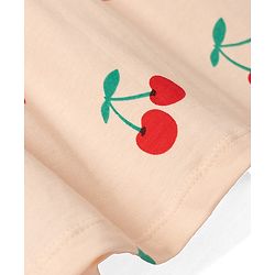 Babyhug Disney Single Jersey Cotton Knit Frock with Flutter Sleeves and Minnie Mouse and Cherry Print - Pink