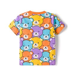 Babyhug Cotton Knit Half Sleeves T-Shirt & Short Night Suit with Bear Print - Mutlicolour