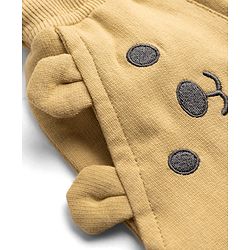 Babyhug Terry Knit Mid Thigh Shorts with Bear Embroidery - Brown