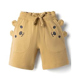 Babyhug Terry Knit Mid Thigh Shorts with Bear Embroidery - Brown