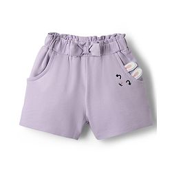 Babyhug Terry Knit Mid Thigh Shorts with Bunny Embroidery & Applique - Lavender