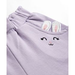 Babyhug Terry Knit Mid Thigh Shorts with Bunny Embroidery & Applique - Lavender