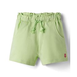 Babyhug Terry Knit Mid Thigh Shorts With Floral Embroidery - Limegreen