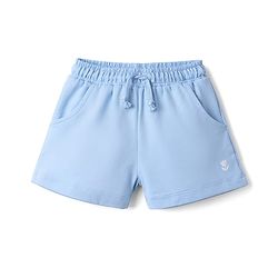 Babyhug Terry Knit Mid Thigh Shorts with Floral Embroidery - Blue