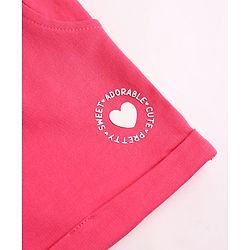 Babyhug Terry Knit Mid Thigh Shorts with Heart Print - Dark Pink