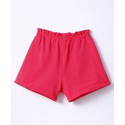 Babyhug Terry Knit Mid Thigh Shorts with Heart Print - Dark Pink