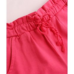 Babyhug Terry Knit Mid Thigh Shorts with Heart Print - Dark Pink