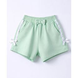 Babyhug Terry Knit Mid Thigh Solid Shorts with Bow Applique - Mint