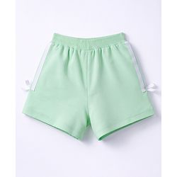 Babyhug Terry Knit Mid Thigh Solid Shorts with Bow Applique - Mint