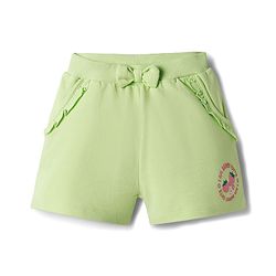 Babyhug Terry Knit Mid Thigh Shorts with Strawberry Print - Limegreen