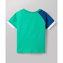 Babyhug Disney 100% Cotton Knit Half Raglan Sleeves T-Shirt & Shorts Set With Mickey Mouse Graphic - Blue & Sea Green