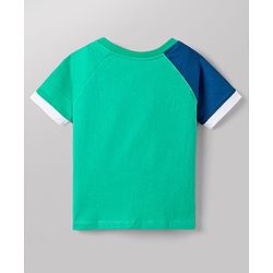 Babyhug Disney 100% Cotton Knit Half Raglan Sleeves T-Shirt & Shorts Set With Mickey Mouse Graphic - Blue & Sea Green