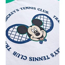 Babyhug Disney 100% Cotton Knit Half Raglan Sleeves T-Shirt & Shorts Set With Mickey Mouse Graphic - Blue & Sea Green