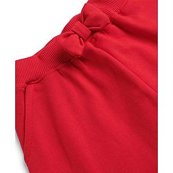 Babyhug Terry Knit Mid Thigh Shorts with Bow Applique & Number Print - Red