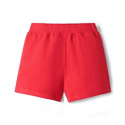 Babyhug Terry Knit Mid Thigh Shorts with Bow Applique & Number Print - Red