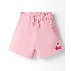 Babyhug Terry Knit Mid Thigh Cherry Embroidered Shorts - Pink