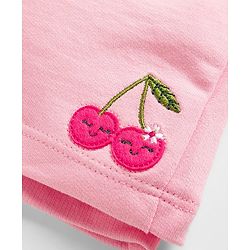 Babyhug Terry Knit Mid Thigh Cherry Embroidered Shorts - Pink