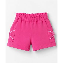 Babyhug 100% Cotton Knit Mid Thigh Length Shorts with Bow Design - Pink