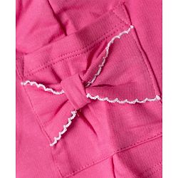 Babyhug 100% Cotton Knit Mid Thigh Length Shorts with Bow Design - Pink