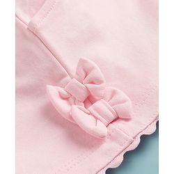 Babyhug Terry Knit Mid Thigh Solid Color Shorts with Bow Applique - Pink