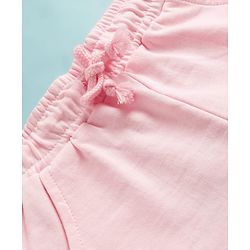 Babyhug Terry Knit Mid Thigh Solid Color Shorts with Bow Applique - Pink