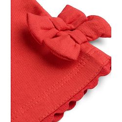 Babyhug Terry Knit Mid Thigh Solid Shorts With Bow Applique - Red