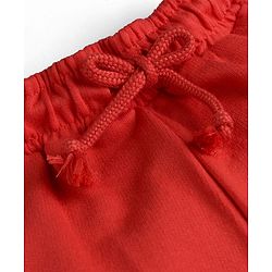 Babyhug Terry Knit Mid Thigh Solid Shorts With Bow Applique - Red