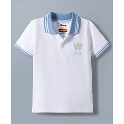 Babyhug Disney 100% Cotton Knit Half Sleeves Polo T-Shirt With Shorts Set With Mickey Mouse Graphic - Light Blue