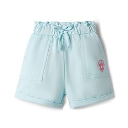 Babyhug Terry Knit Mid Thigh Shorts With Floral Print - Light Blue