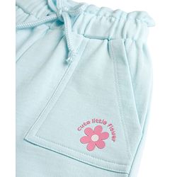 Babyhug Terry Knit Mid Thigh Shorts With Floral Print - Light Blue
