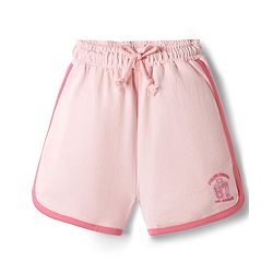 Babyhug Terry Cotton Knit Shorts With Text Print - Pink